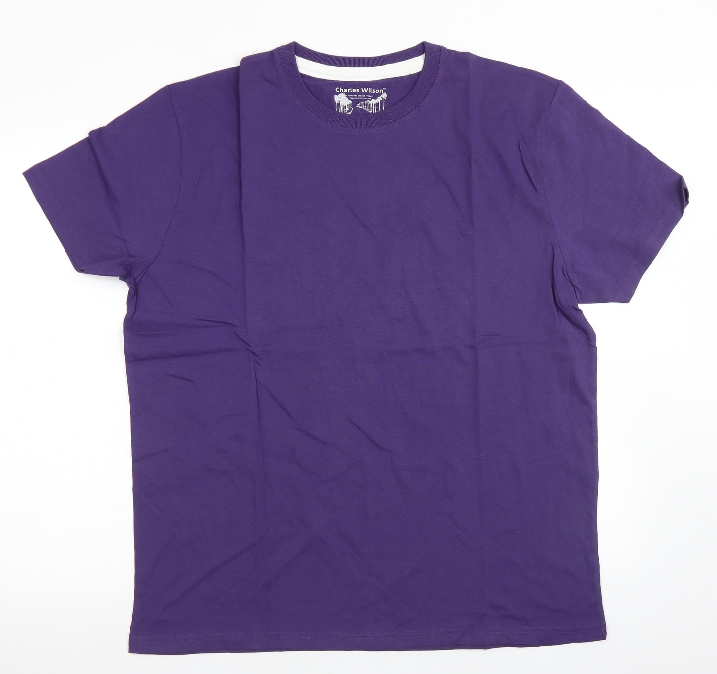 Charles Wilson Mens Purple  Cotton  T-Shirt Size XL Crew Neck