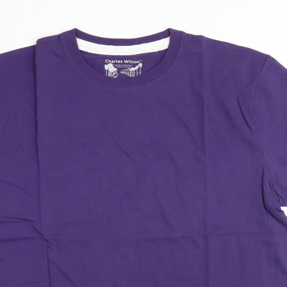 Charles Wilson Mens Purple  Cotton  T-Shirt Size XL Crew Neck