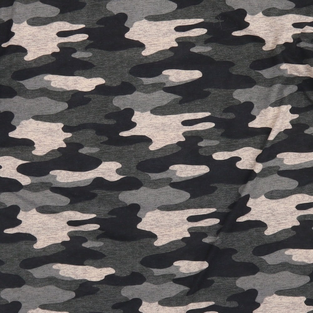 M&S Collection Womens Green Camouflage Polyester Basic T-Shirt Size 12 Crew Neck