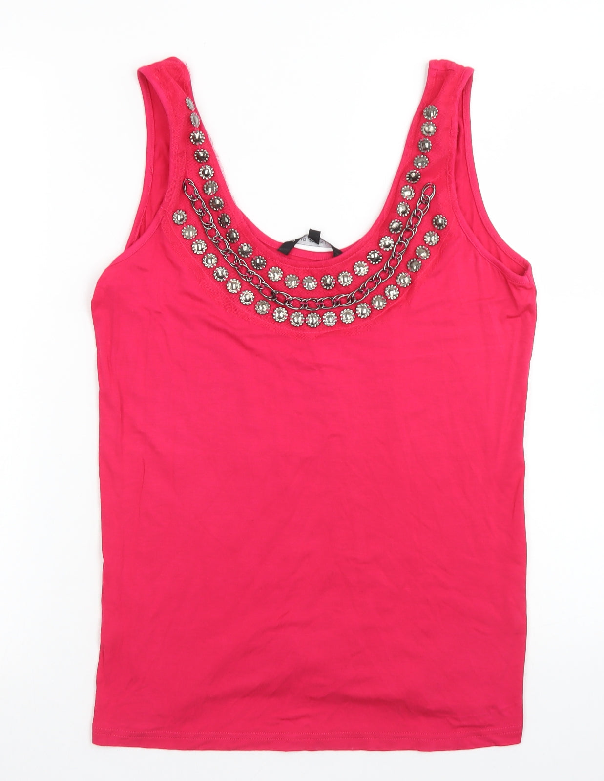David Emanual Womens Pink  Viscose Basic Tank Size 16 Round Neck