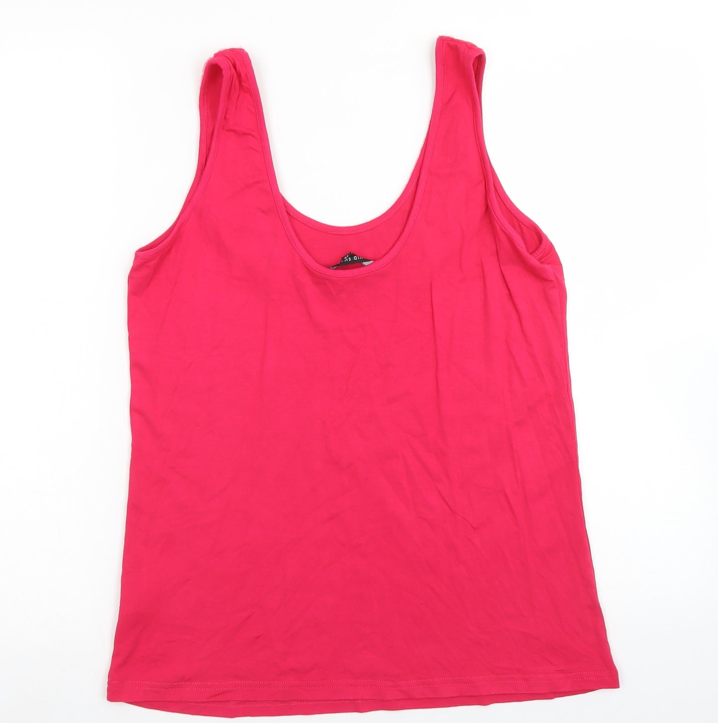 David Emanual Womens Pink  Viscose Basic Tank Size 16 Round Neck