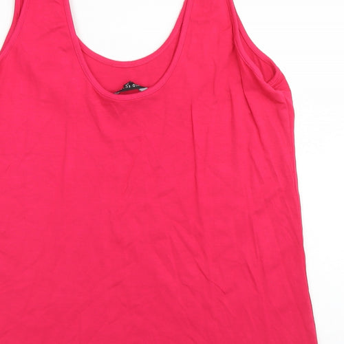 David Emanual Womens Pink  Viscose Basic Tank Size 16 Round Neck