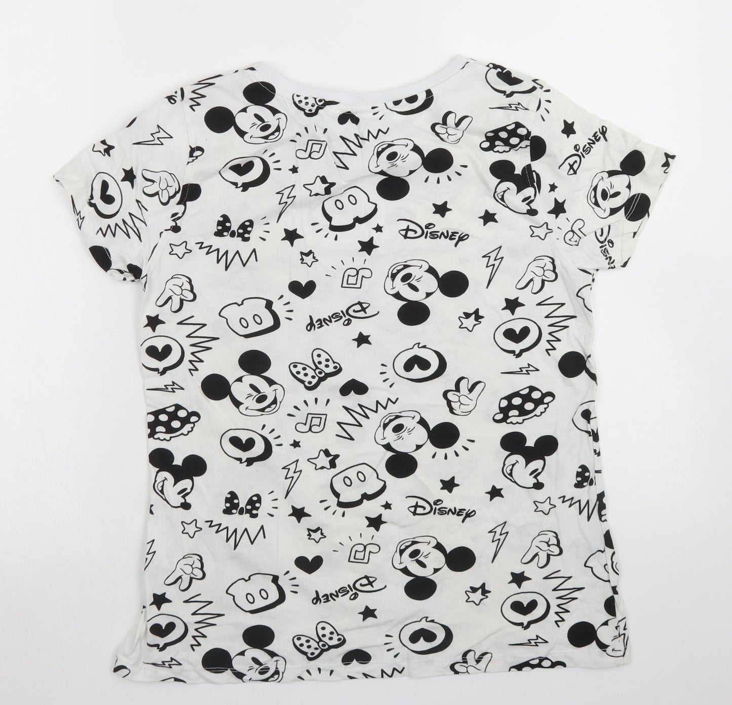 Atmosphere Womens White  Cotton Basic T-Shirt Size 12 Crew Neck - Mickey Mouse
