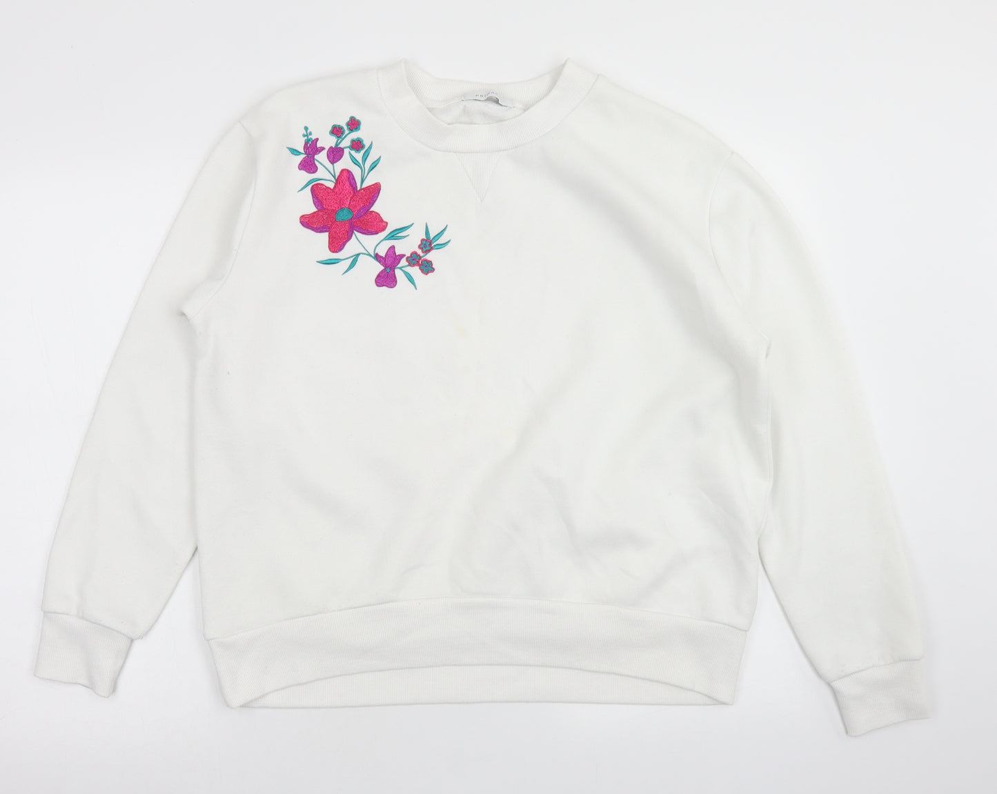 Primark Womens White  Polyester Pullover Sweatshirt Size 16   - floral Decal