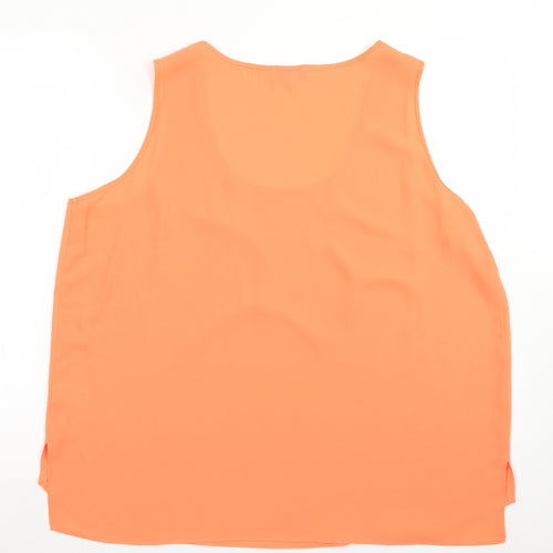 Papaya Womens Orange  Polyester Basic Blouse Size 18 Round Neck