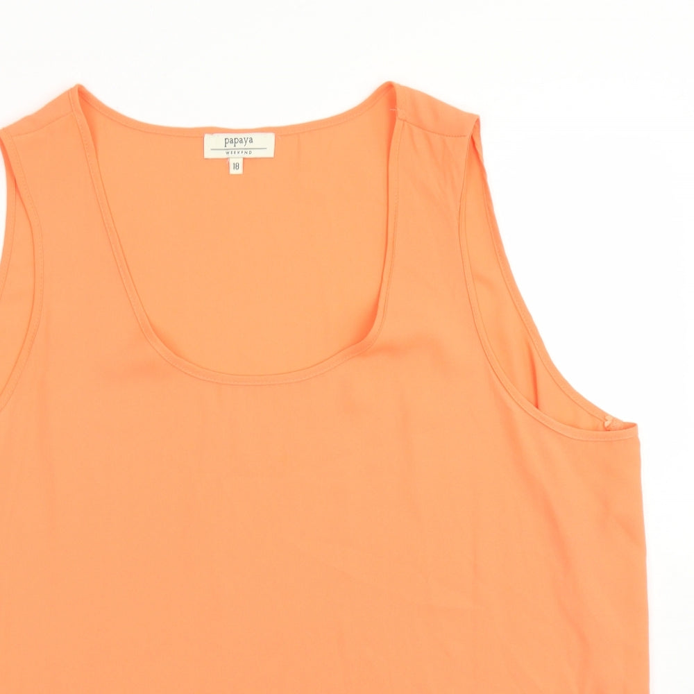 Papaya Womens Orange  Polyester Basic Blouse Size 18 Round Neck