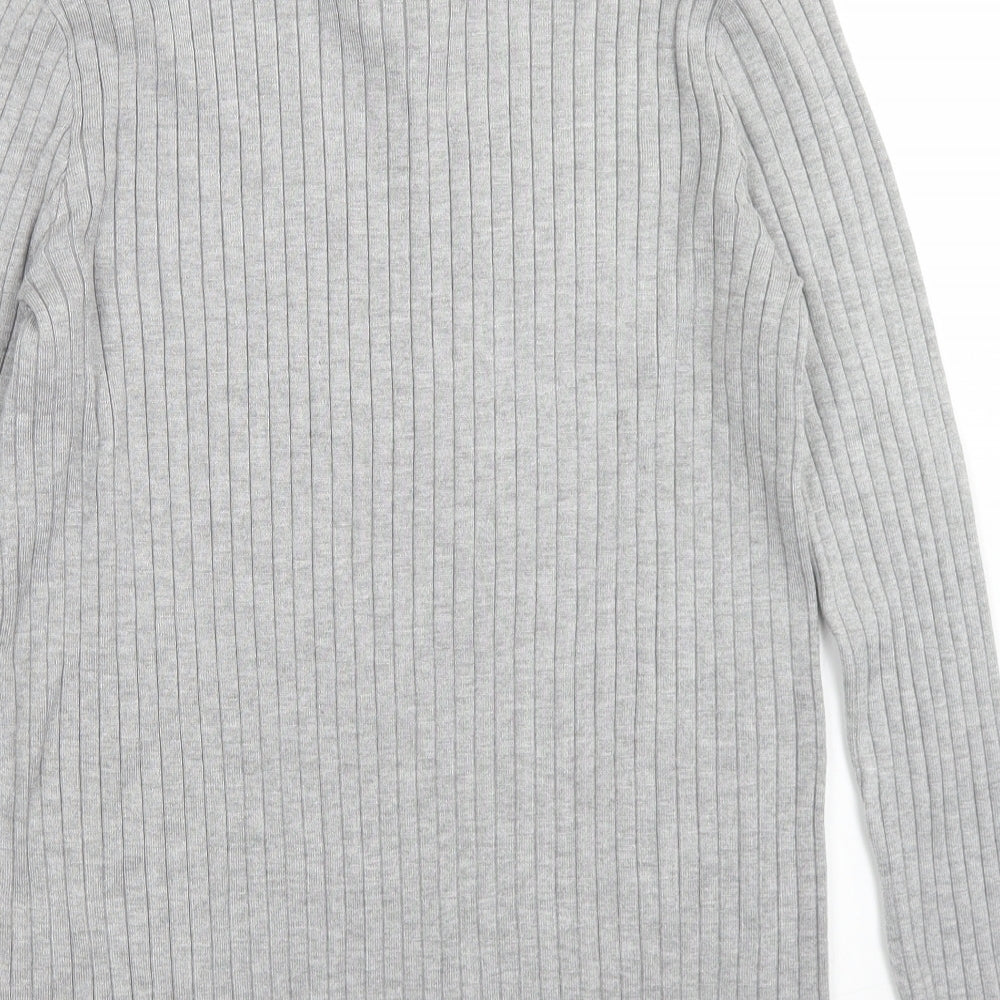 Papaya Womens Grey  Viscose Basic Blouse Size 16 Mock Neck