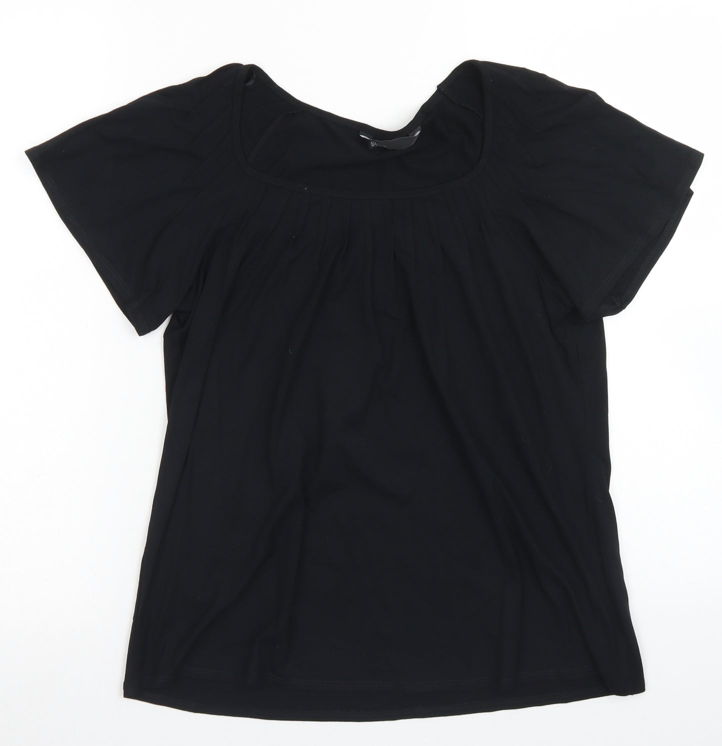 BHS Womens Black  Viscose Basic T-Shirt Size 16 Crew Neck
