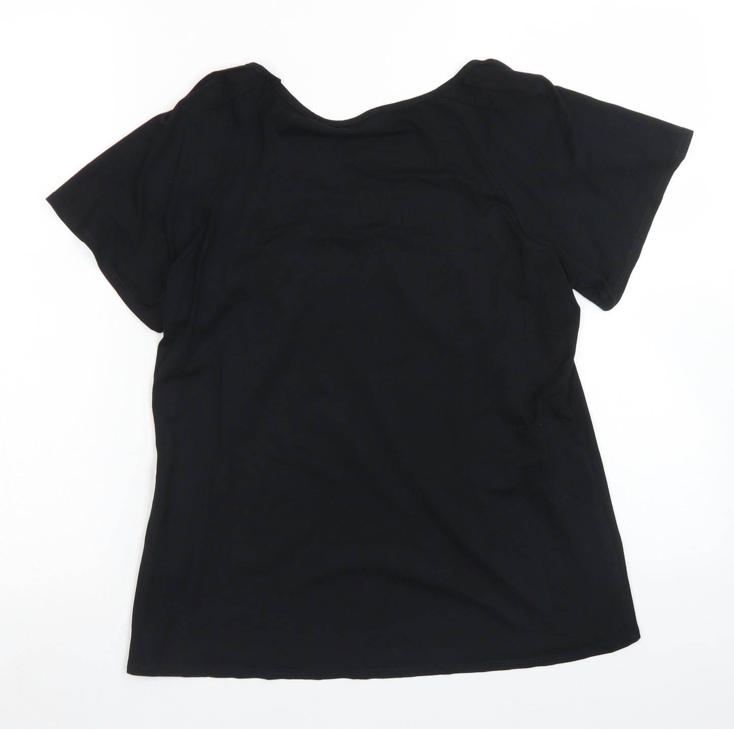 BHS Womens Black  Viscose Basic T-Shirt Size 16 Crew Neck