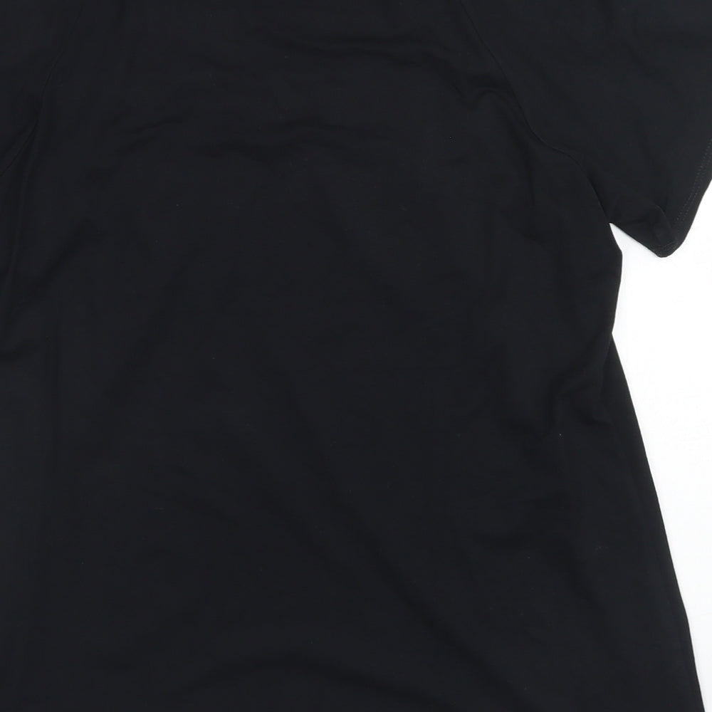 BHS Womens Black  Viscose Basic T-Shirt Size 16 Crew Neck