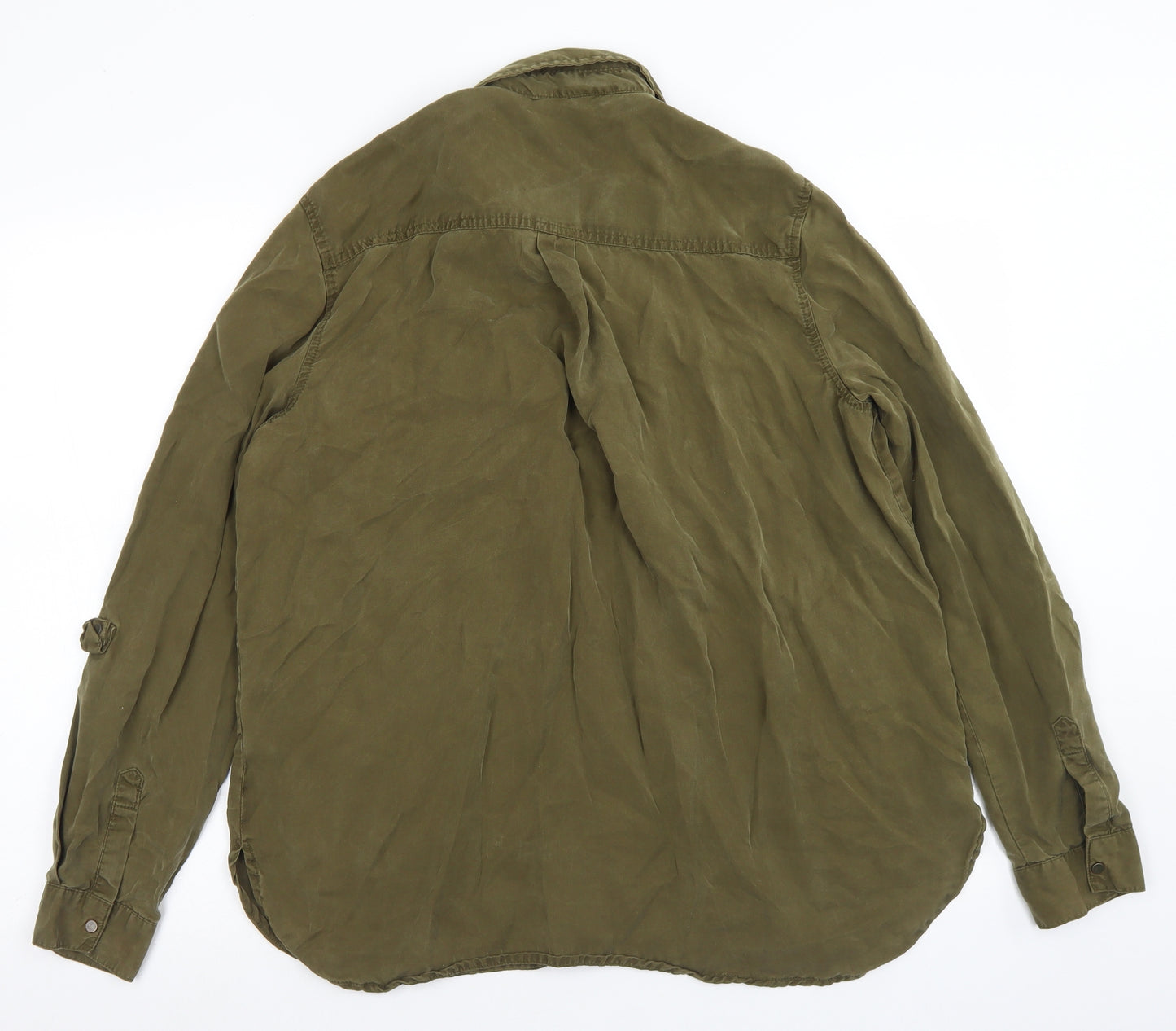 New Look Womens Green  Lyocell Basic Button-Up Size 16 Collared