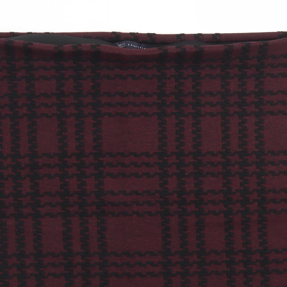 M&S Collection Womens Purple Plaid Polyester Straight & Pencil Skirt Size 16