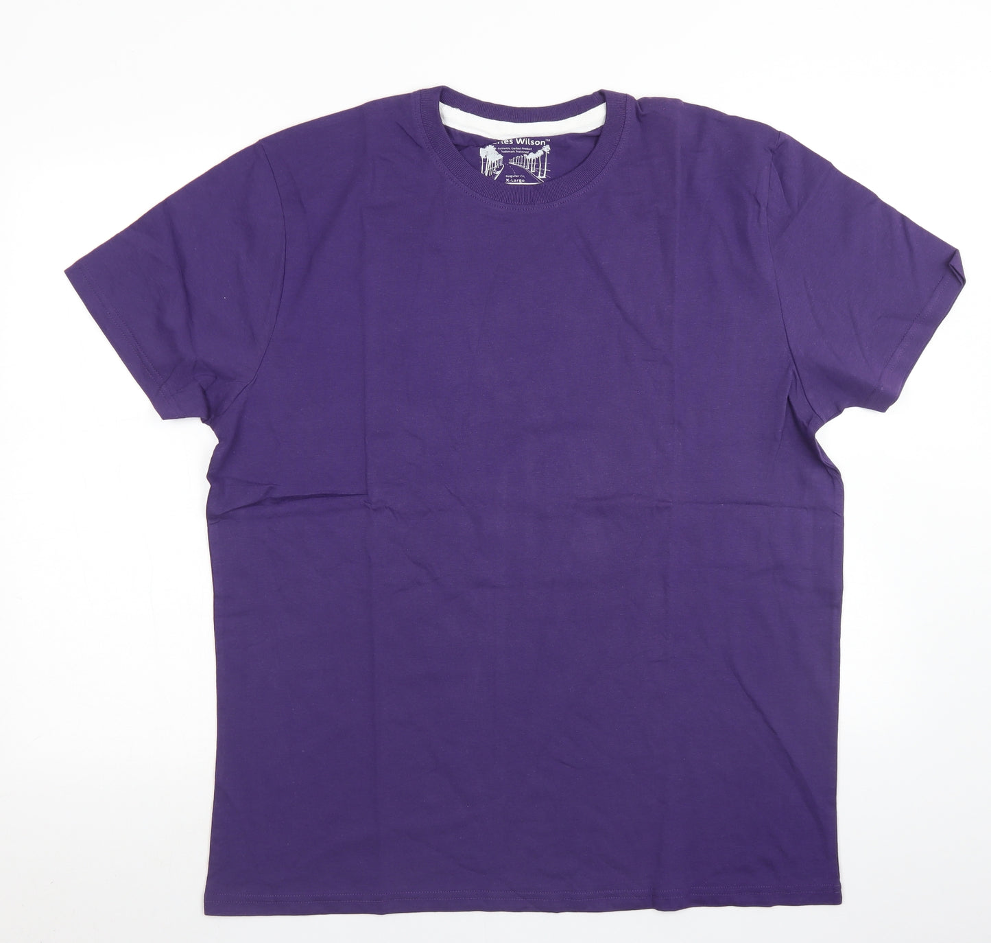 Charles Wilson Womens Purple  Cotton Basic T-Shirt Size XL Crew Neck