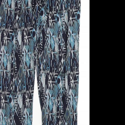 M&S Collection Womens Blue Geometric Viscose Harem Trousers Size 14 L29 in Regular