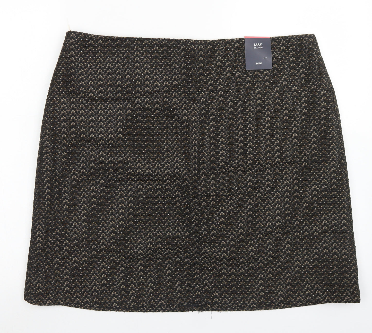 M&S Collection Womens Brown  Polyester Straight & Pencil Skirt Size 18   Zip