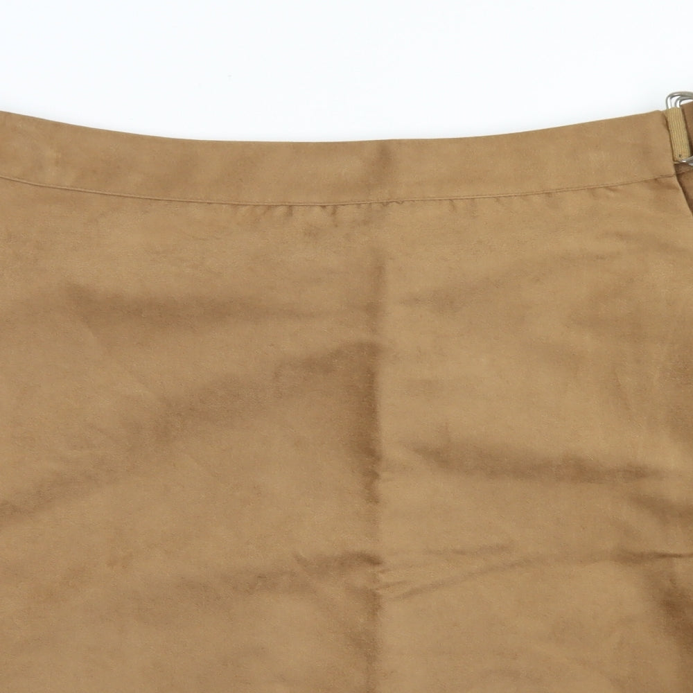 Gok for Tu Womens Brown  Polyester Wrap Skirt Size 18   Buckle