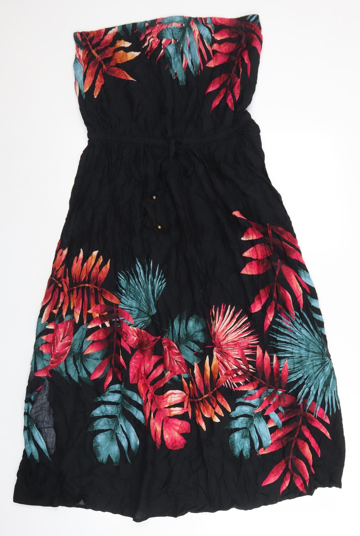 NEXT Womens Black Floral Modal Skater Dress  Size 16  Square Neck  - Bandeau