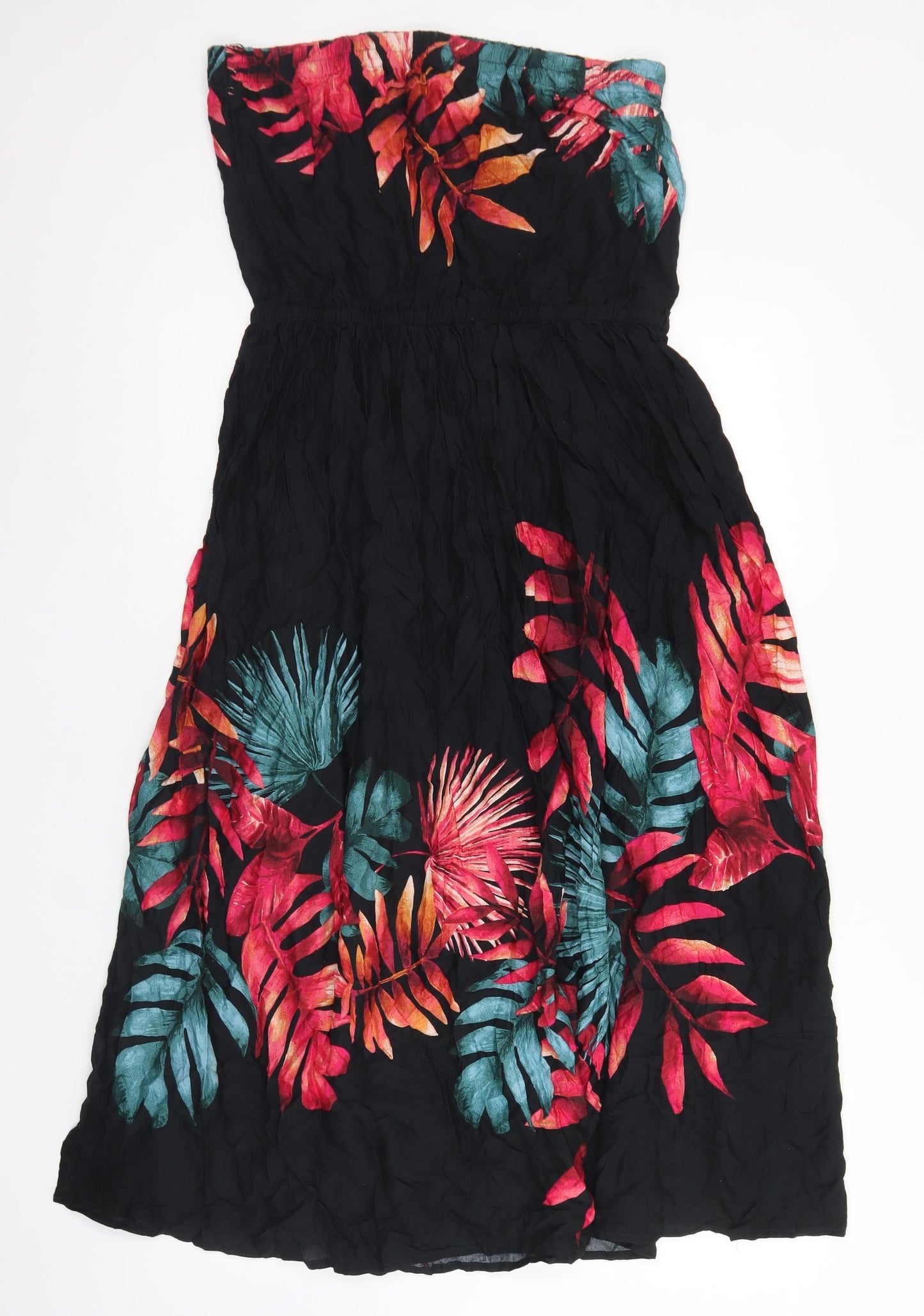 NEXT Womens Black Floral Modal Skater Dress  Size 16  Square Neck  - Bandeau