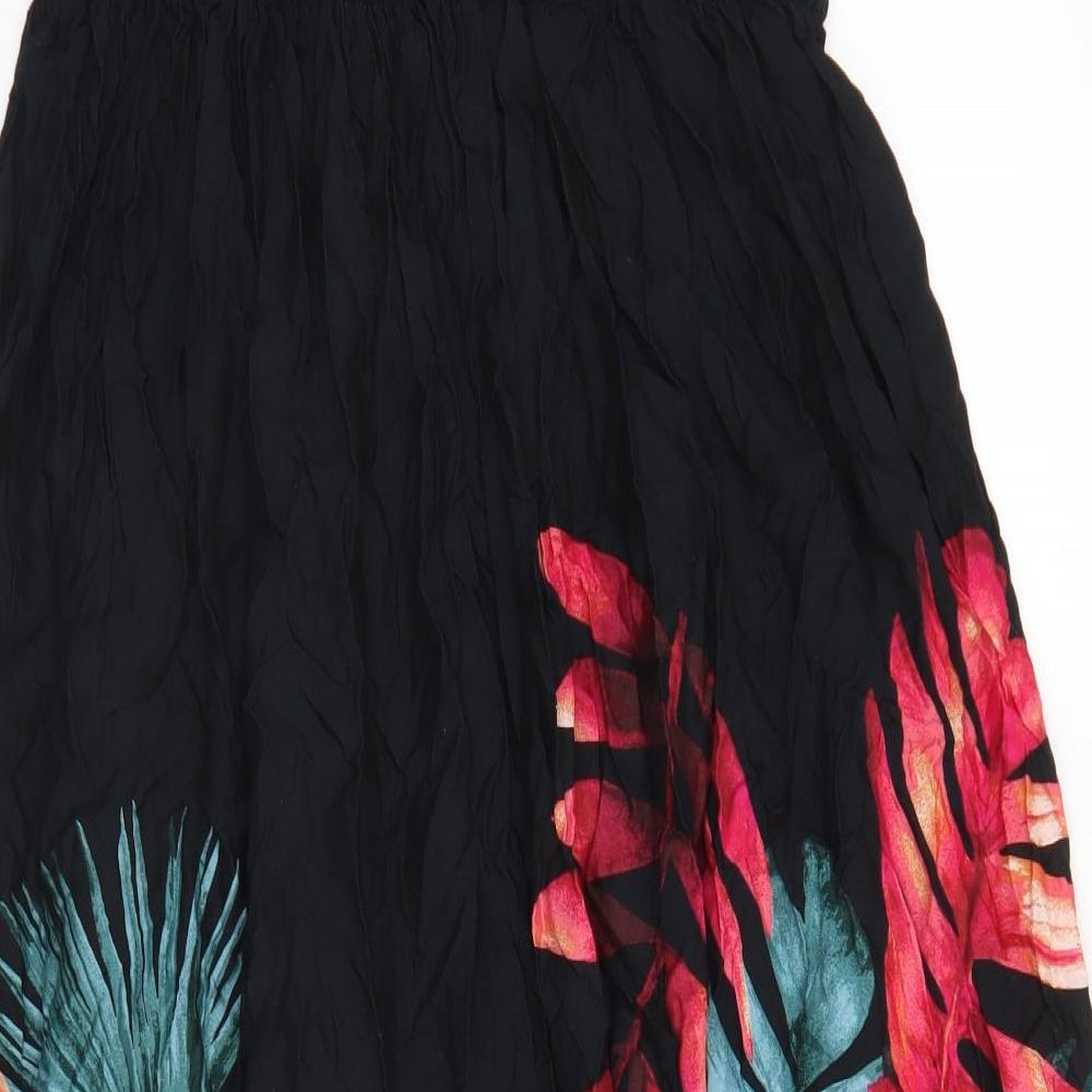 NEXT Womens Black Floral Modal Skater Dress  Size 16  Square Neck  - Bandeau