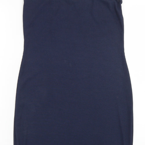 PRETTYLITTLETHING Womens Blue  Polyester Bodycon  Size 12  Round Neck