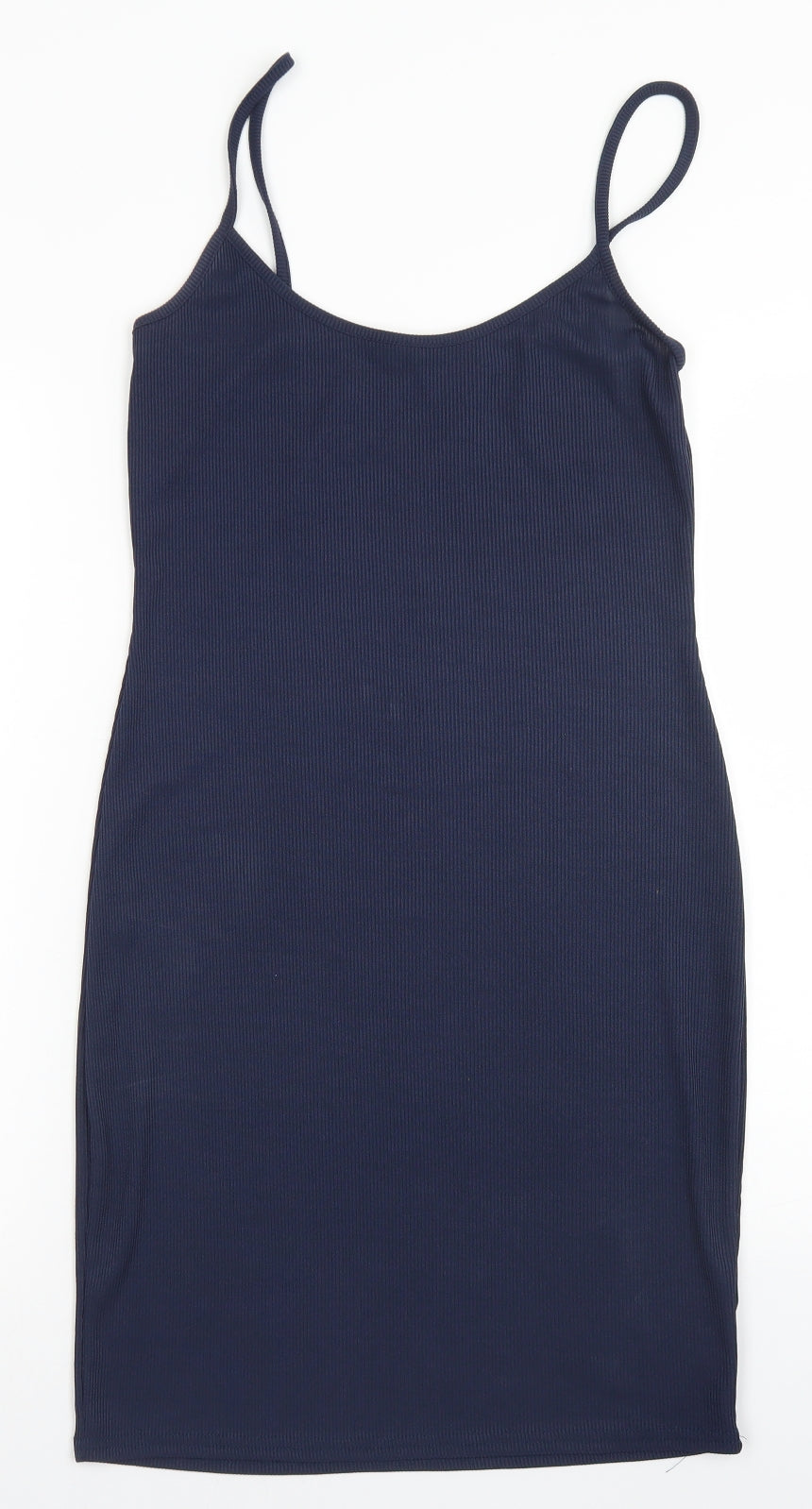 PRETTYLITTLETHING Womens Blue  Polyester Bodycon  Size 12  Round Neck