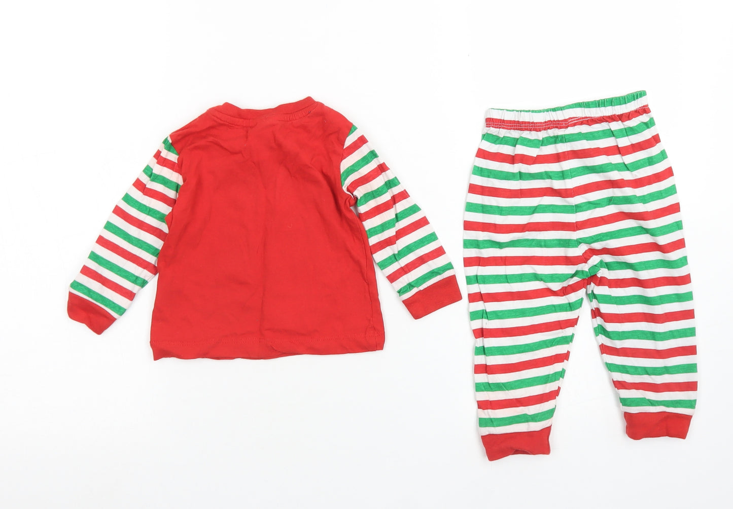 Baby Baby Red Striped Cotton Capri Pyjama Set Size 6-9 Months   - Christmas Set