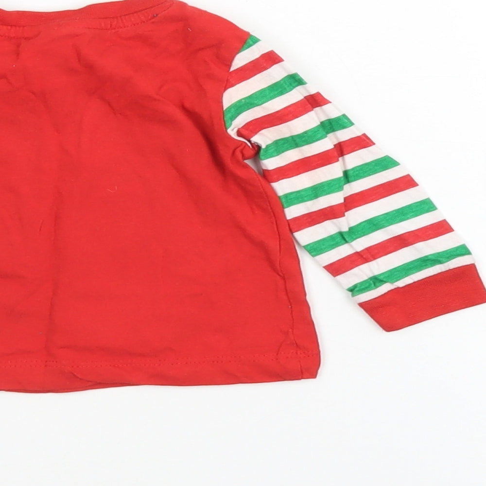 Baby Baby Red Striped Cotton Capri Pyjama Set Size 6-9 Months   - Christmas Set