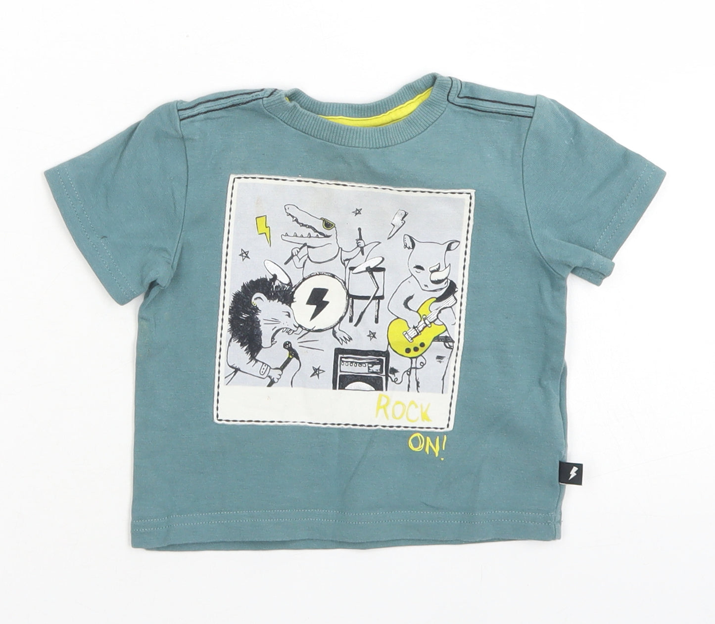 Fierce Frank Boys Blue  Cotton Basic T-Shirt Size 3-6 Months Crew Neck  - Animal Band