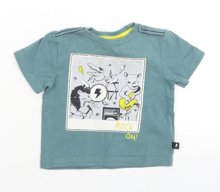 Fierce Frank Boys Blue  Cotton Basic T-Shirt Size 3-6 Months Crew Neck  - Animal Band