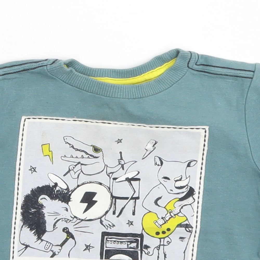 Fierce Frank Boys Blue  Cotton Basic T-Shirt Size 3-6 Months Crew Neck  - Animal Band
