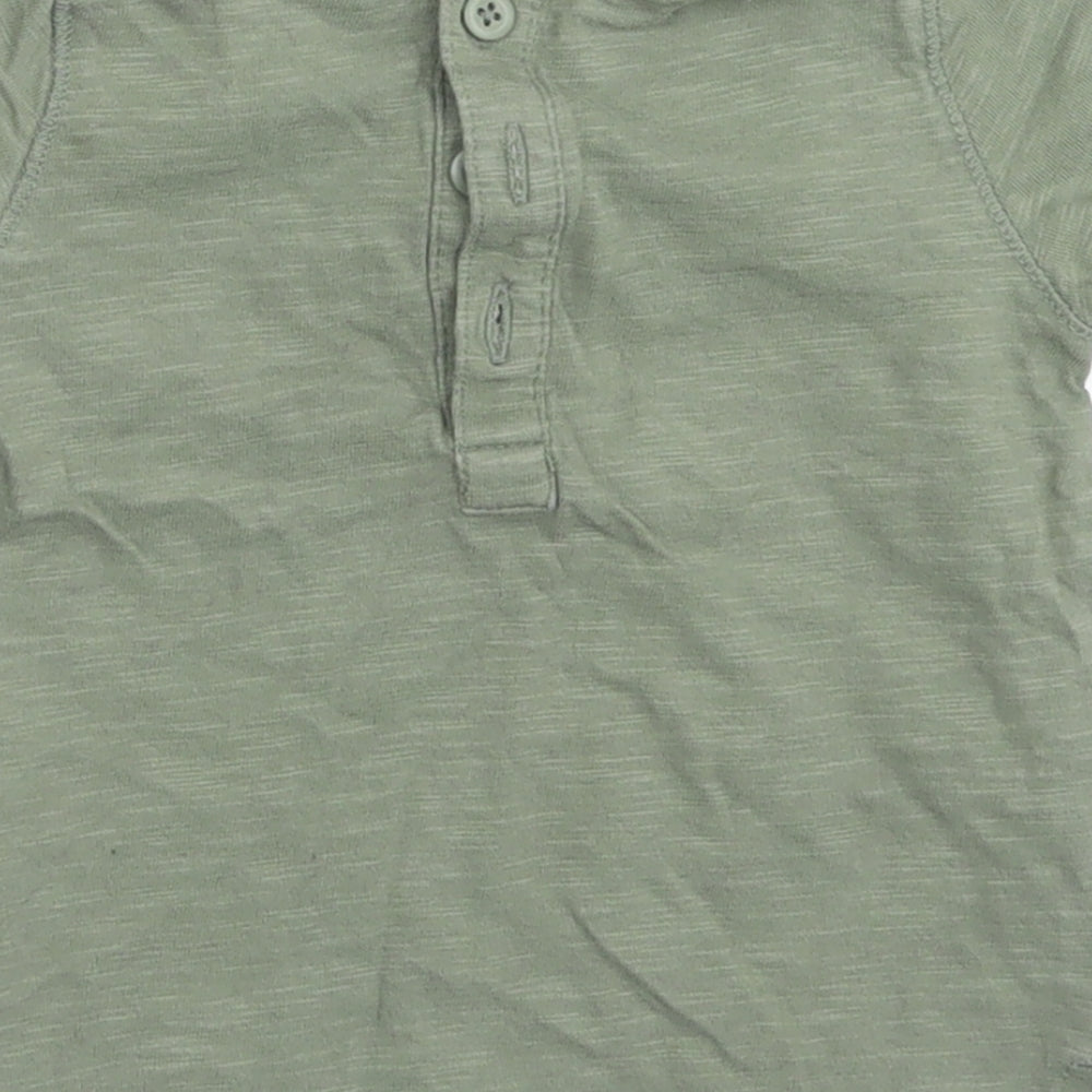 NEXT Boys Green  Cotton Basic T-Shirt Size 3-6 Months Crew Neck Button - Bear