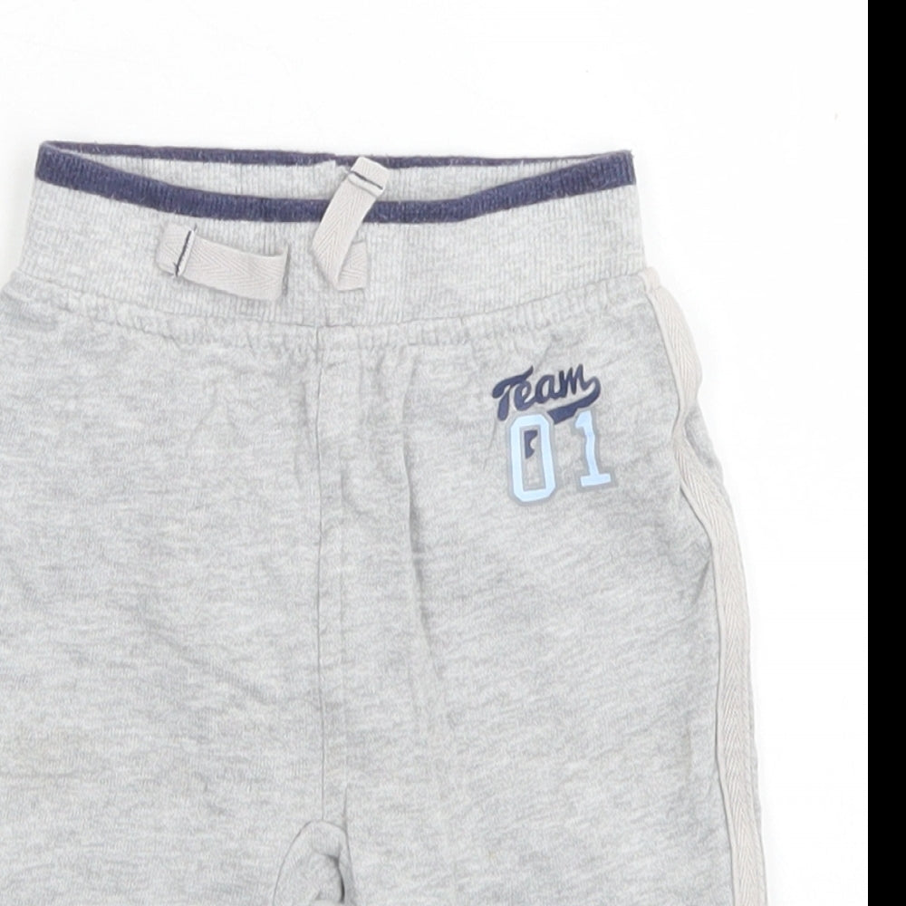 George Boys Grey  Cotton Jogger Trousers Size 3-6 Months  Drawstring