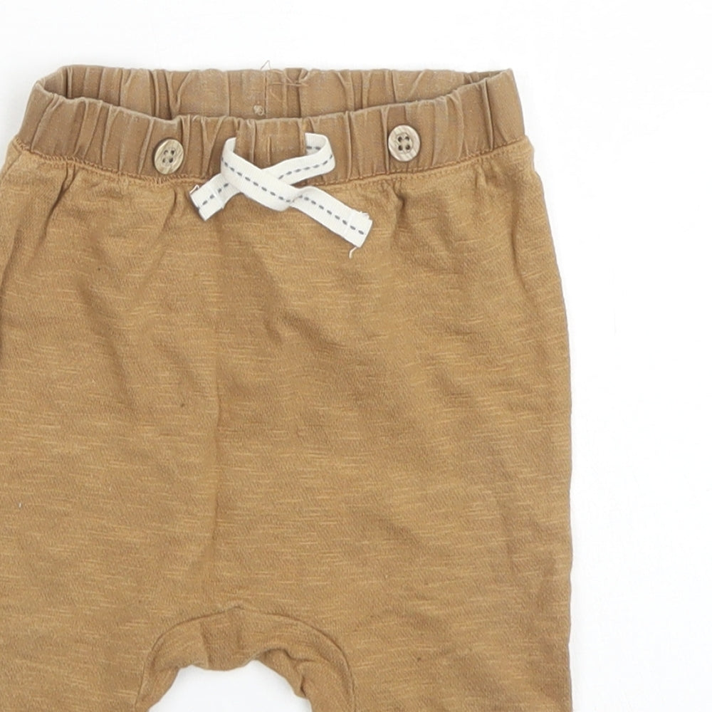 NEXT Boys Brown  Cotton Capri Trousers Size 3-6 Months  Drawstring