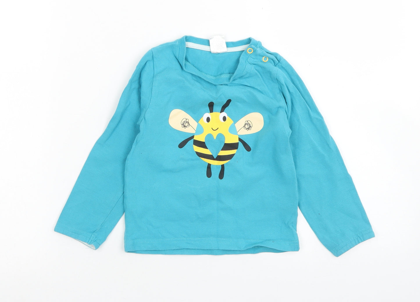 Blade & Rose Boys Blue  Cotton Basic T-Shirt Size 2-3 Years Crew Neck Snap