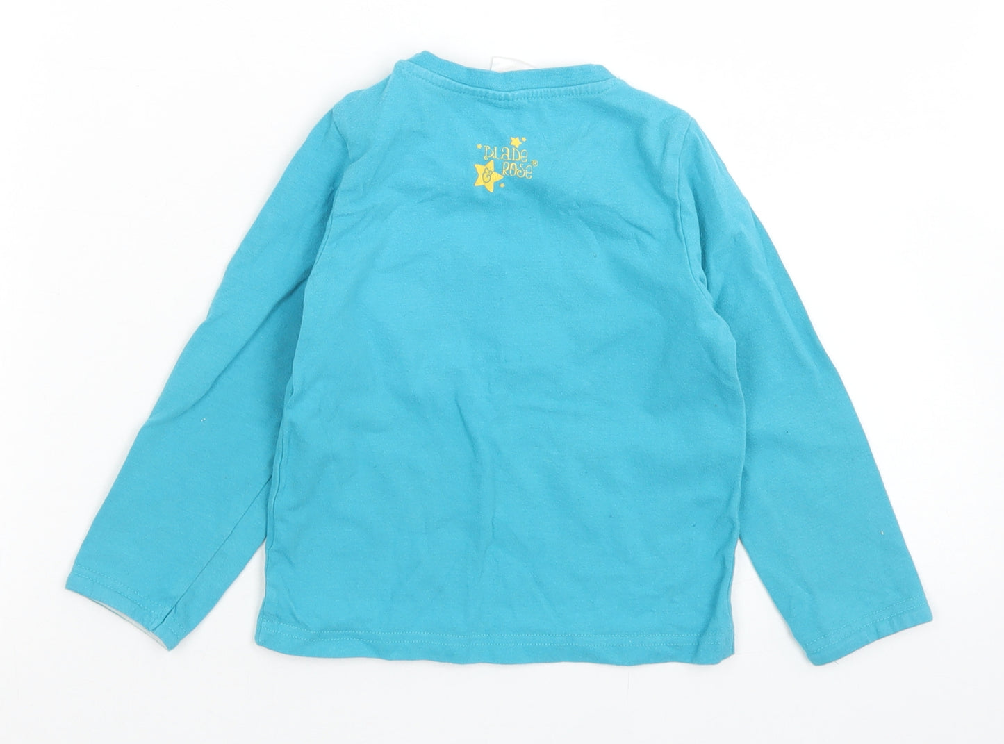 Blade & Rose Boys Blue  Cotton Basic T-Shirt Size 2-3 Years Crew Neck Snap