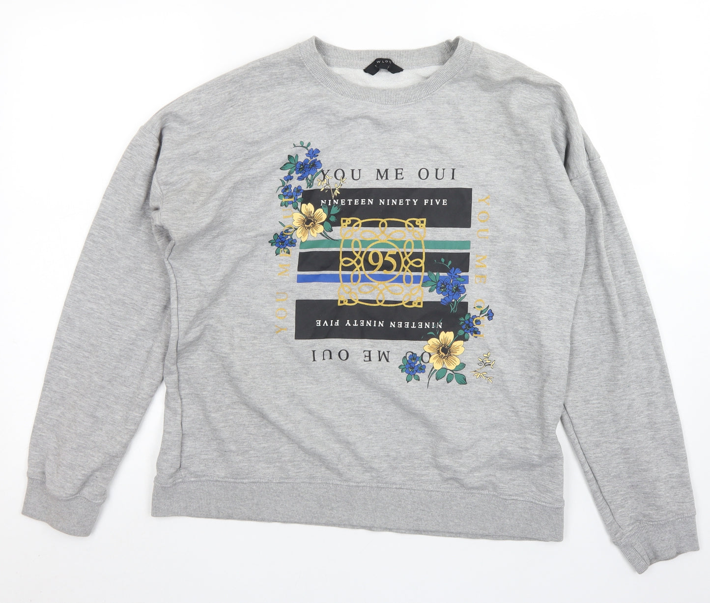 New Look Womens Grey  Cotton Pullover Sweatshirt Size 16