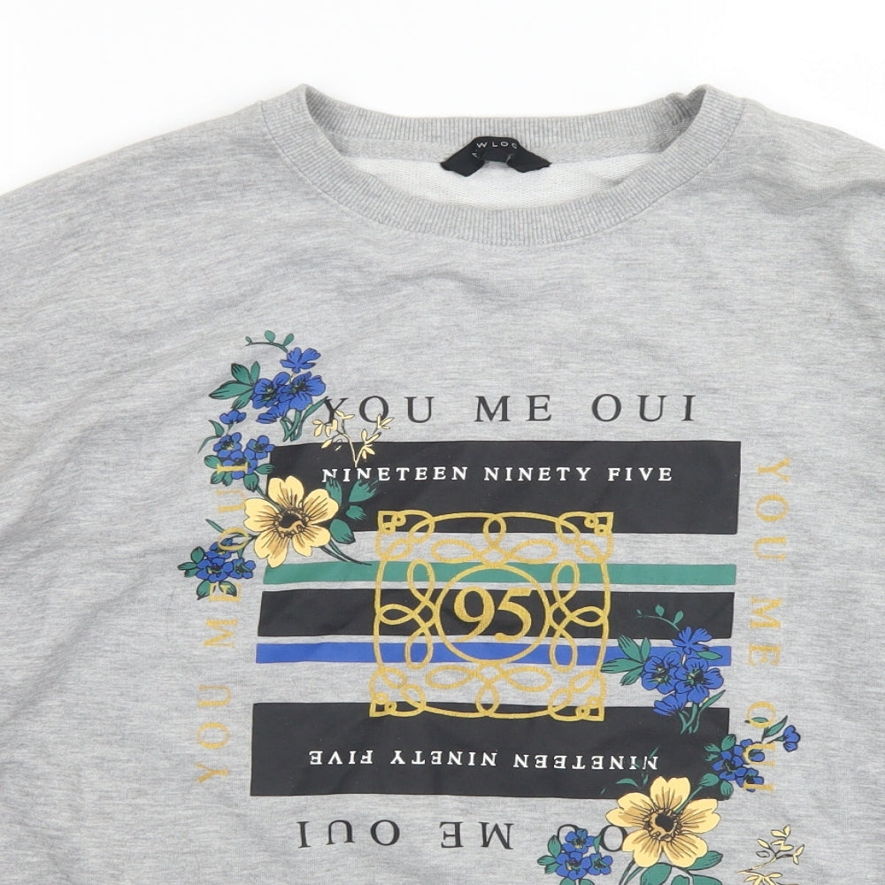 New Look Womens Grey  Cotton Pullover Sweatshirt Size 16