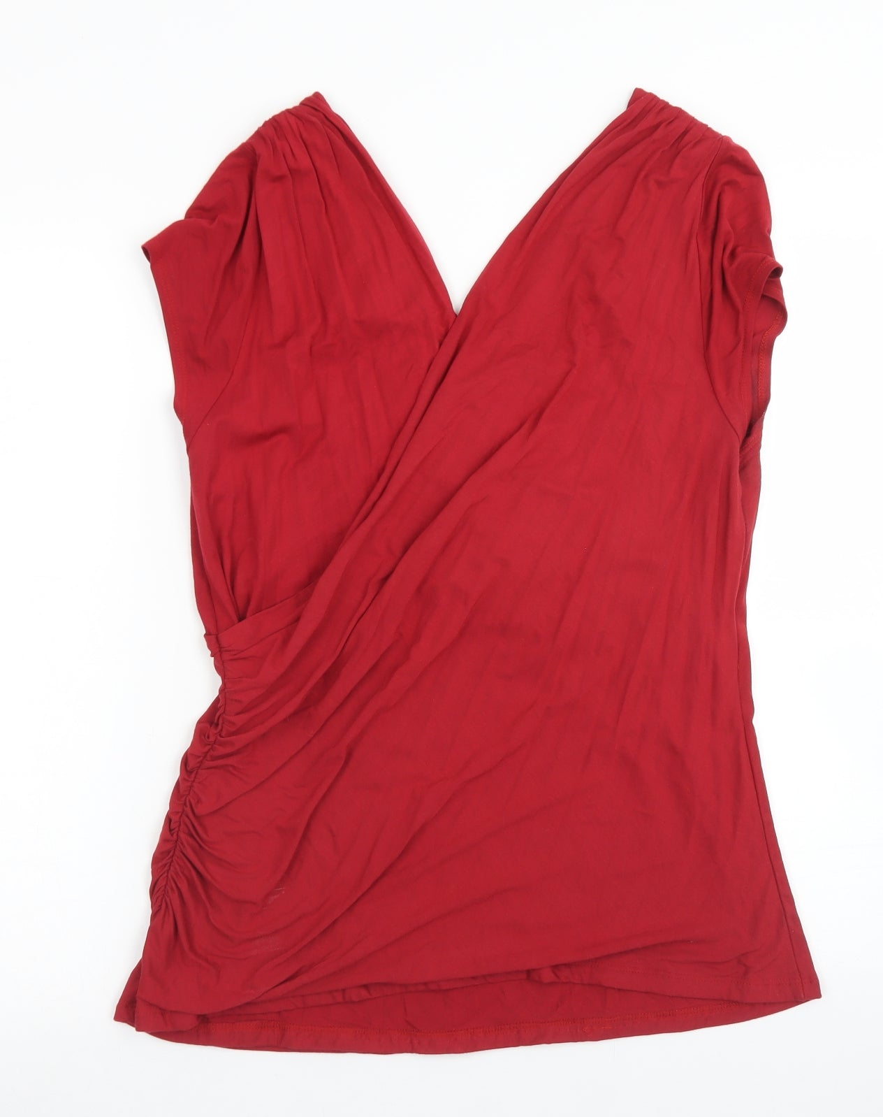 Designer at Debenhams Womens Red  Viscose Basic Blouse Size 18 V-Neck