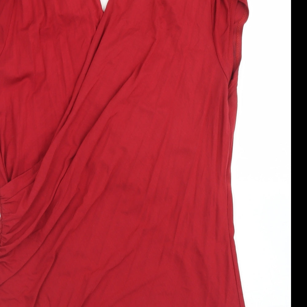 Designer at Debenhams Womens Red  Viscose Basic Blouse Size 18 V-Neck