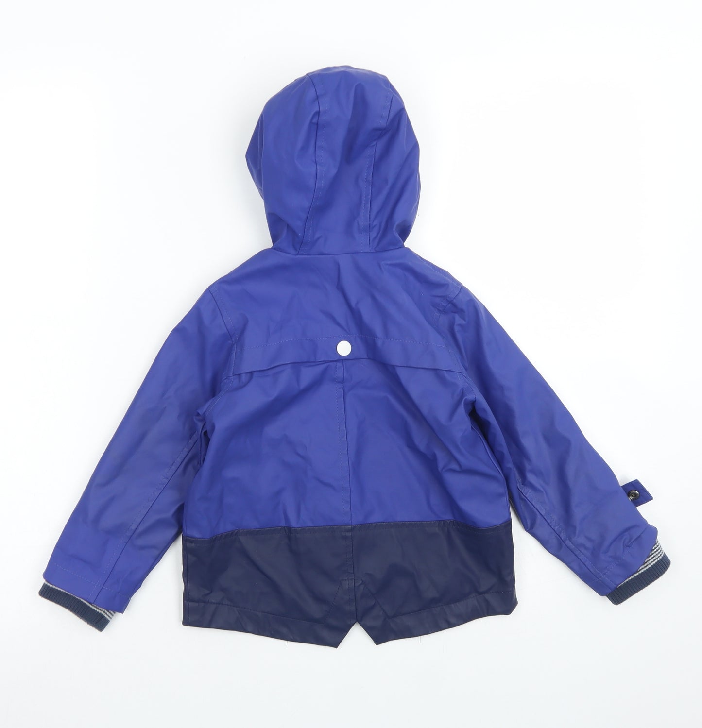 M&S Boys Blue Colourblock  Rain Coat Jacket Size 18-24 Months   Zip