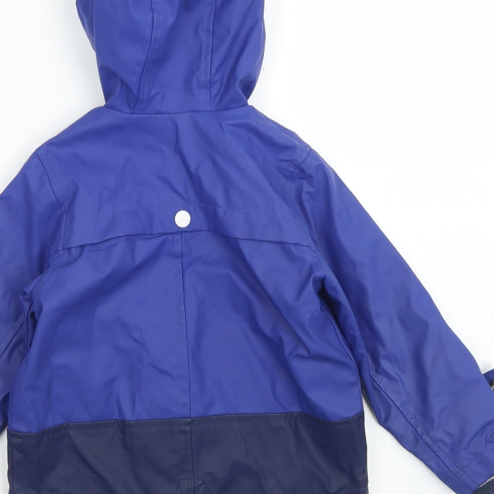 M&S Boys Blue Colourblock  Rain Coat Jacket Size 18-24 Months   Zip