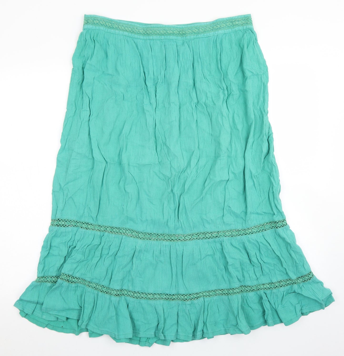 South Womens Green  Cotton Flare Skirt Size 14