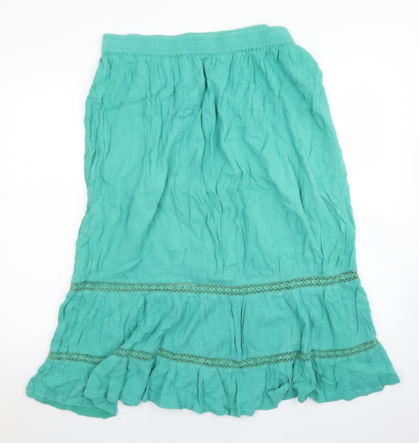 South Womens Green  Cotton Flare Skirt Size 14