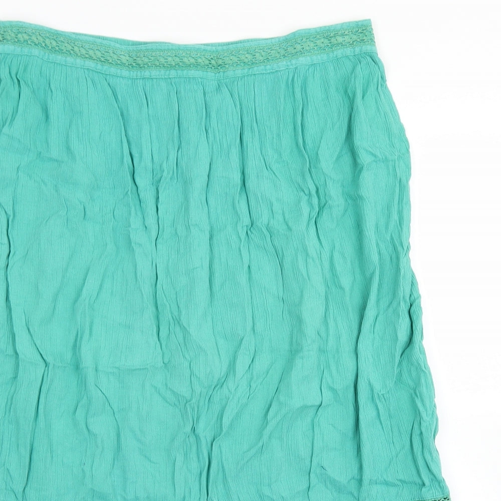 South Womens Green  Cotton Flare Skirt Size 14