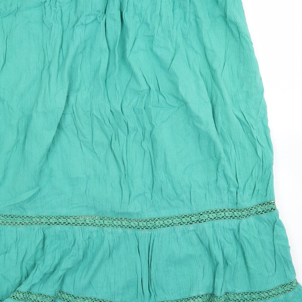 South Womens Green  Cotton Flare Skirt Size 14
