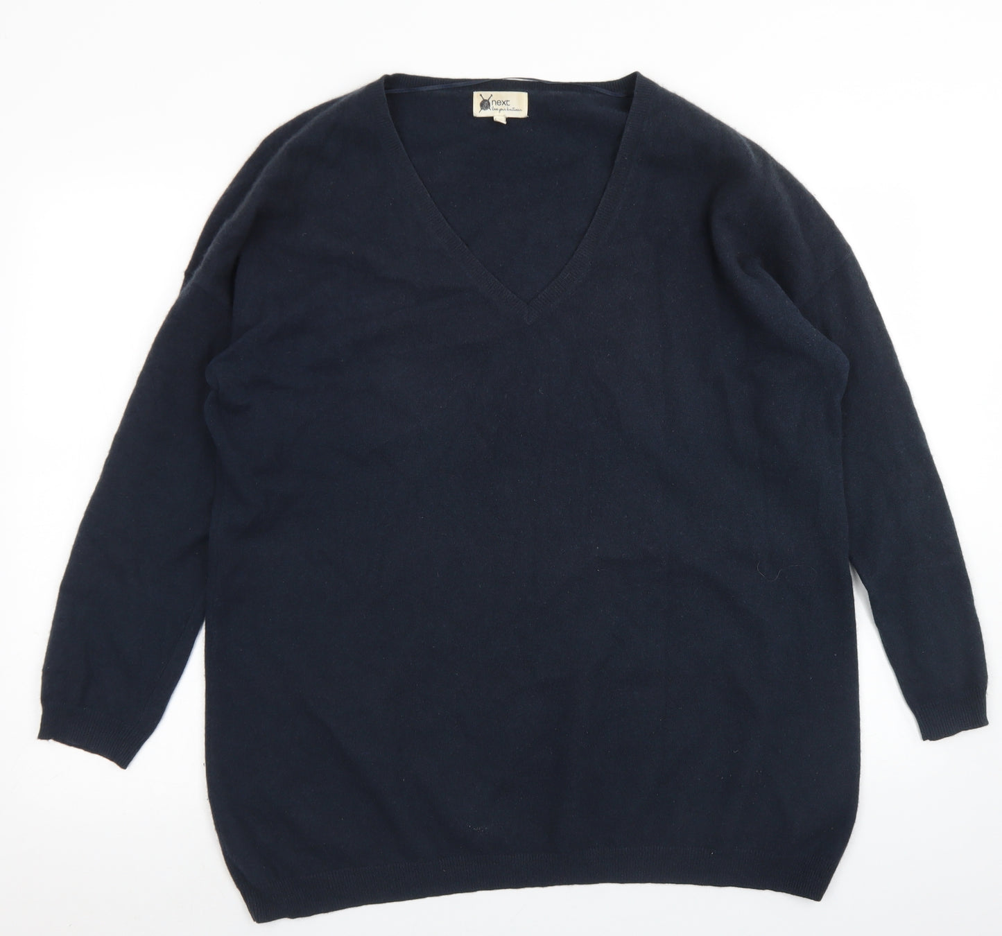 NEXT Womens Blue V-Neck  Cashmere Pullover Jumper Size 20