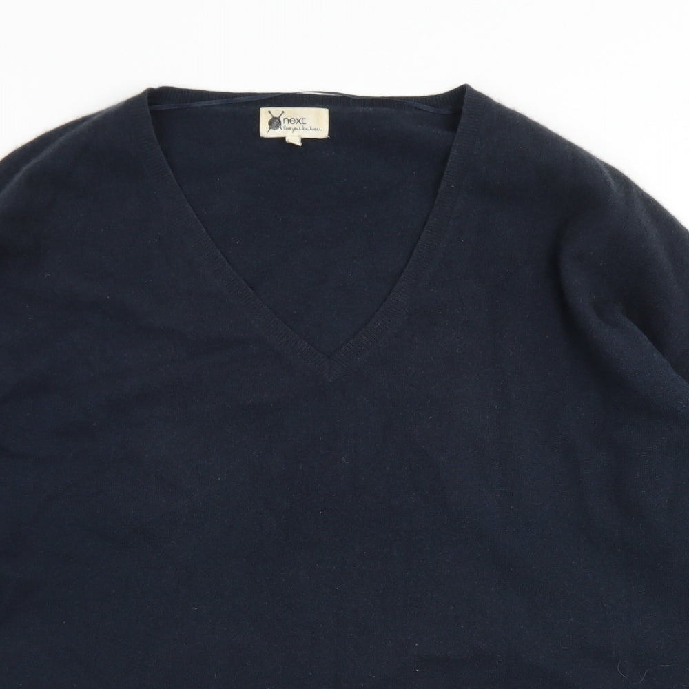 NEXT Womens Blue V-Neck  Cashmere Pullover Jumper Size 20
