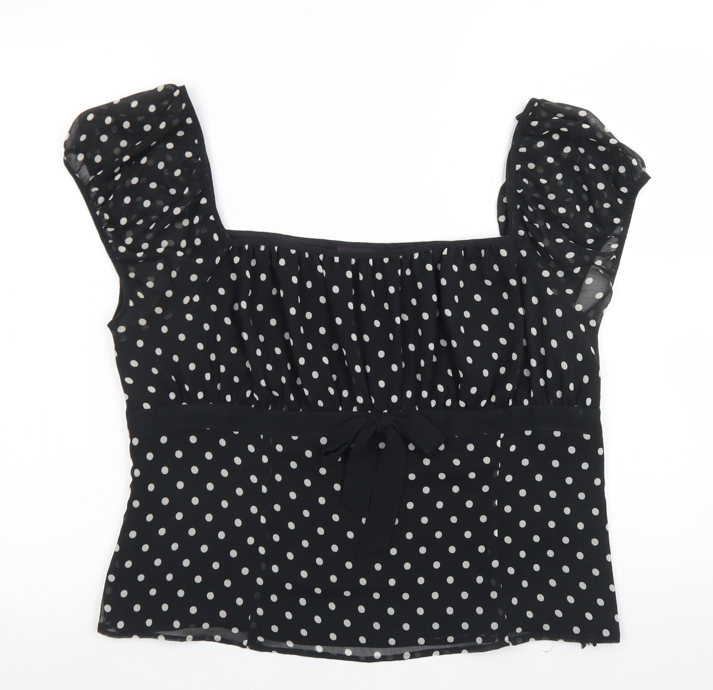 Principles Womens Black Polka Dot Polyester Basic Blouse Size 18 Square Neck