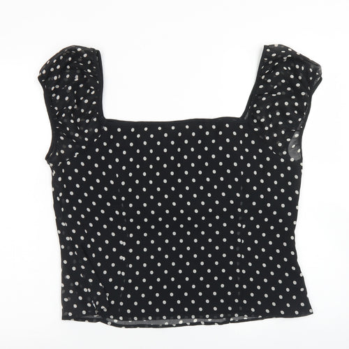 Principles Womens Black Polka Dot Polyester Basic Blouse Size 18 Square Neck