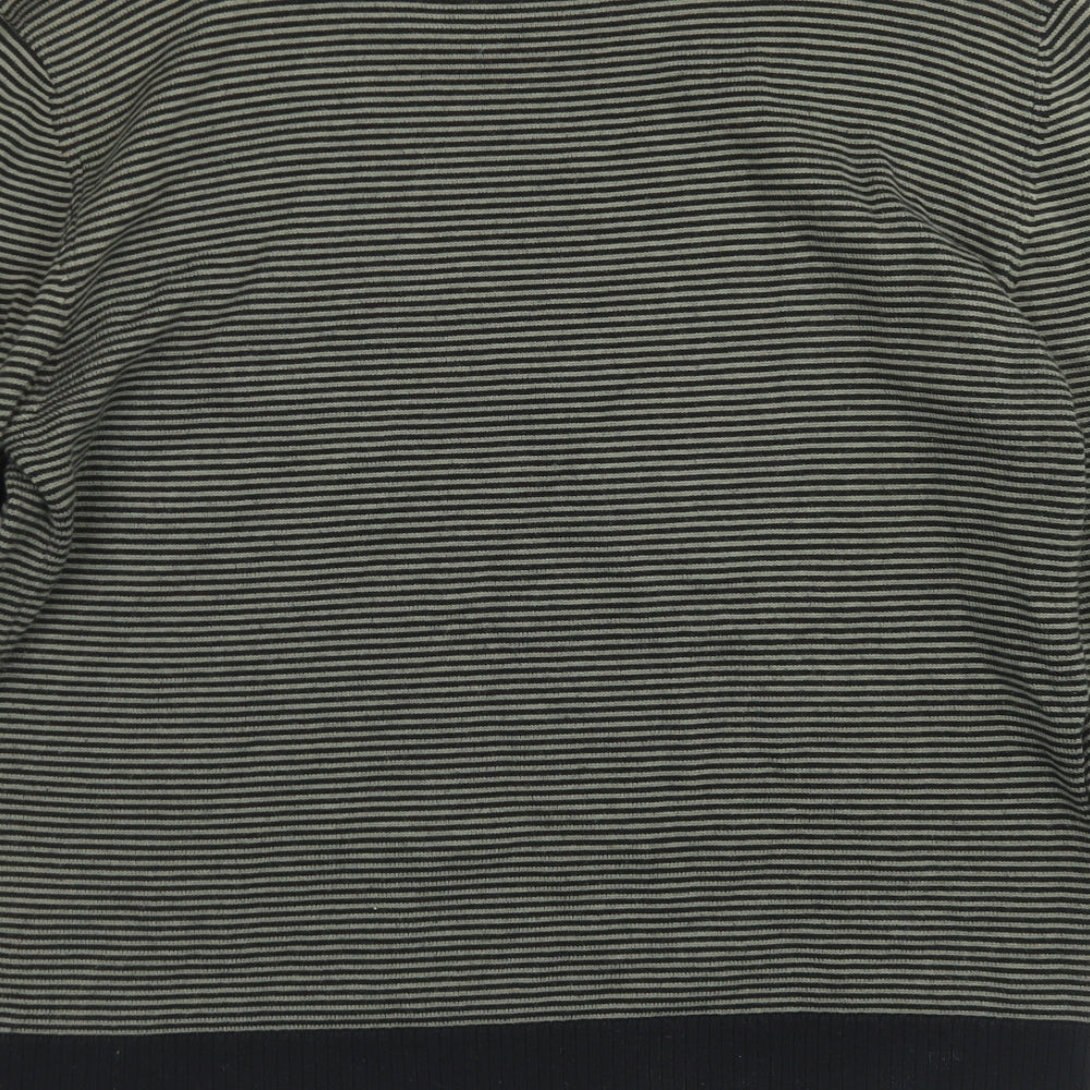 Lost Womens Green Crew Neck Striped Cotton Pullover Jumper Size XL